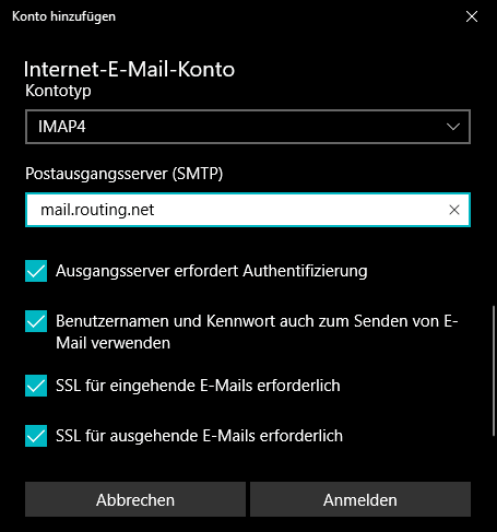 Einrichtung eines E-Mail-Kontos in Windows Mail Schritt 6