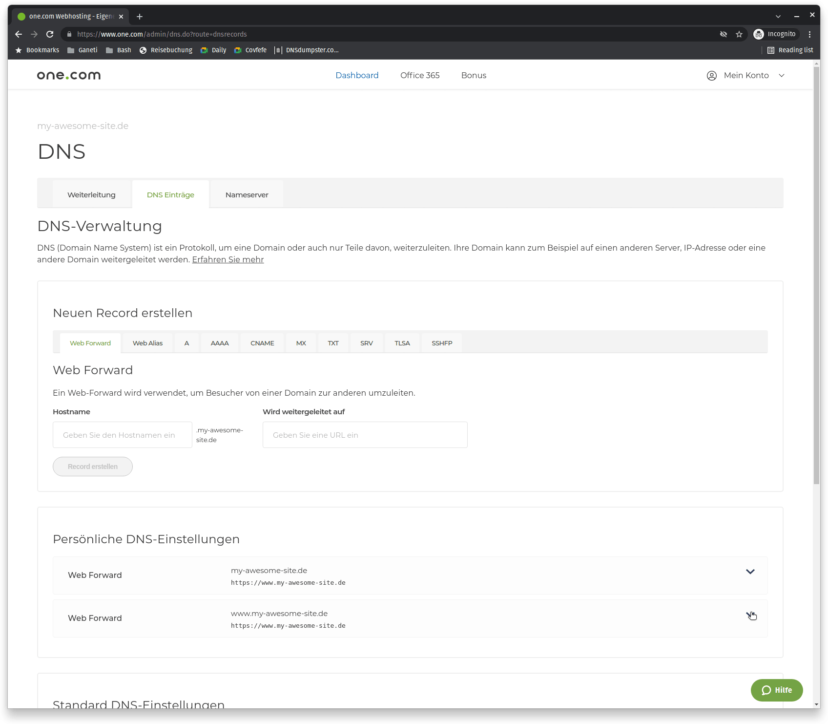 One.com anleitung schritt 04