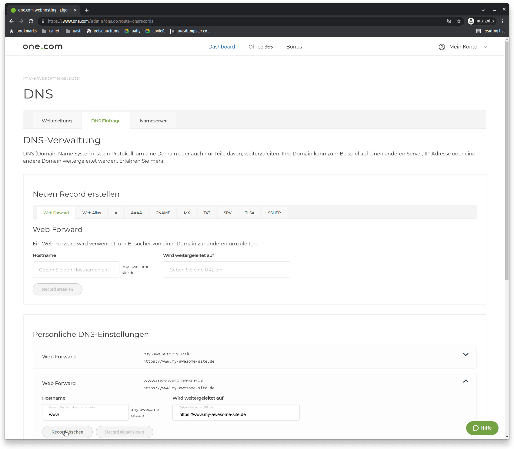One.com anleitung schritt 05