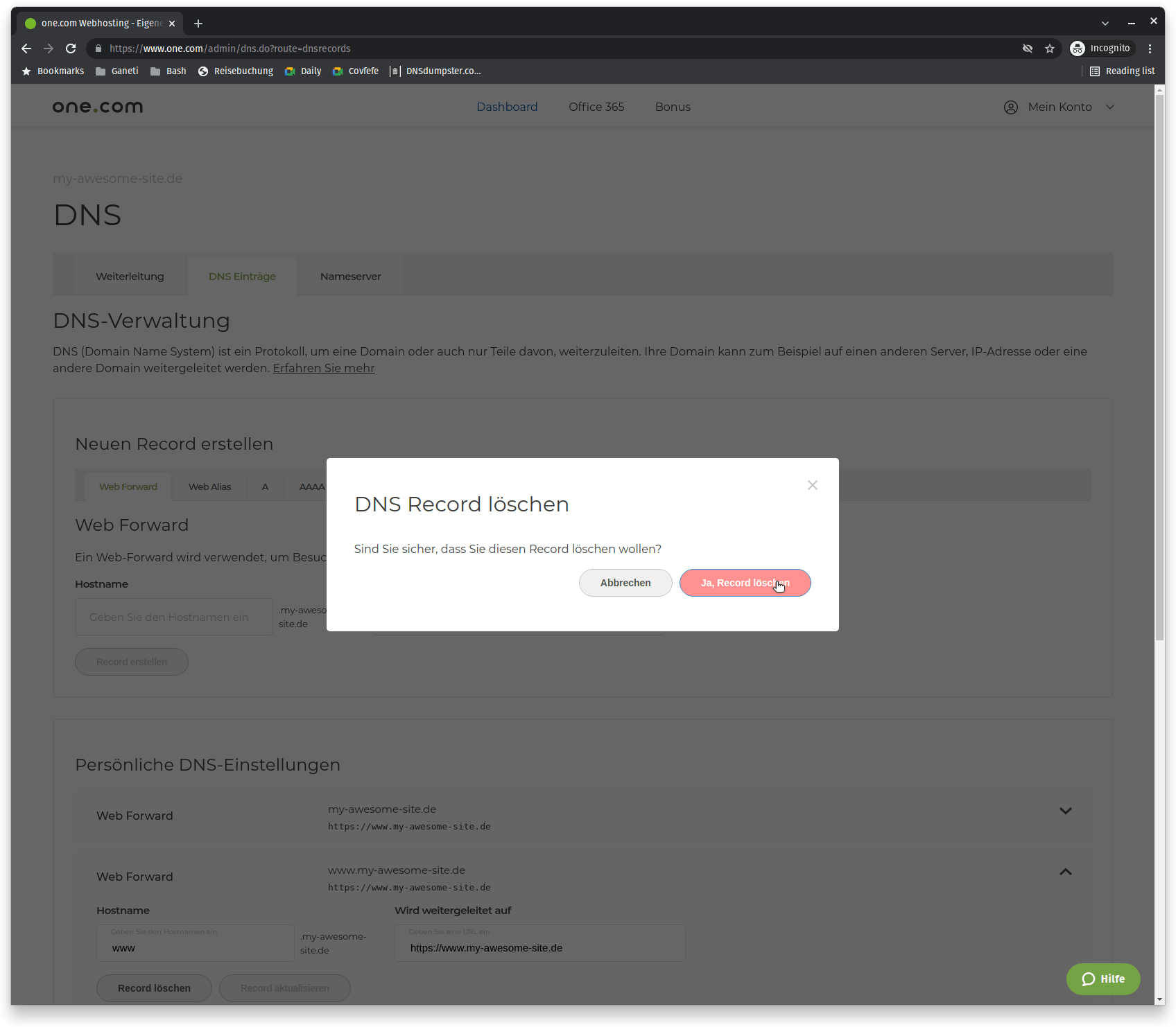 One.com anleitung schritt 06