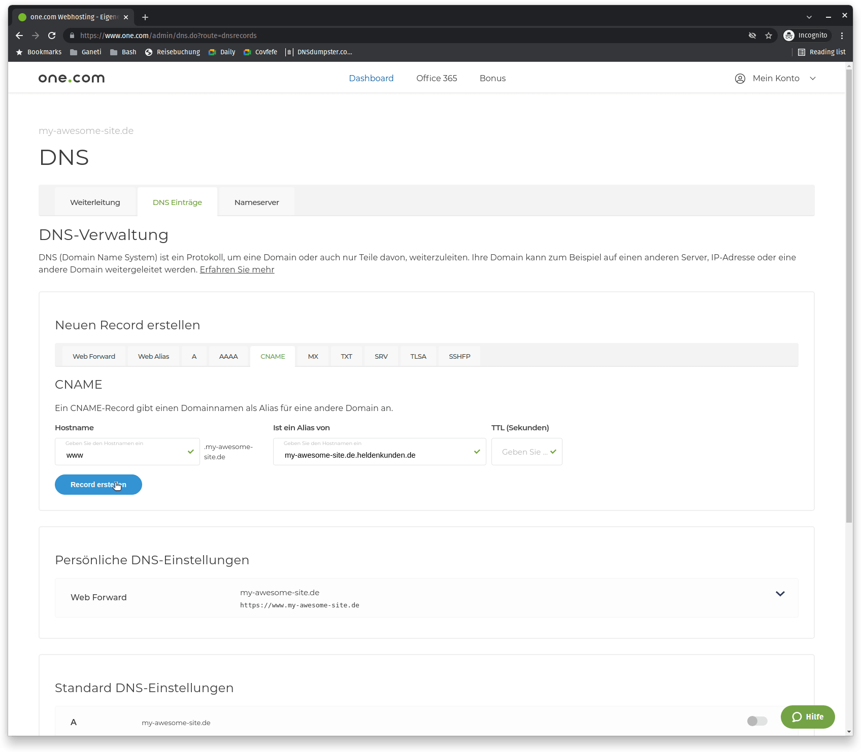 One.com anleitung schritt 08