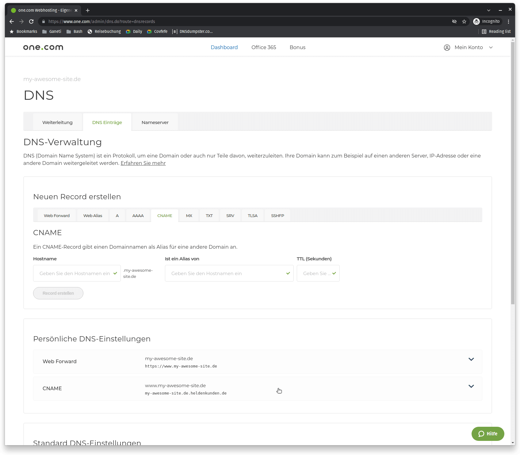 One.com anleitung schritt 09