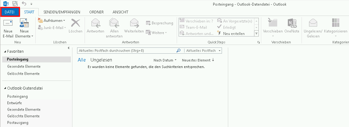 Einrichtung eines E-Mail-Kontos in Outlook 2013 Schritt 1