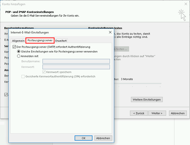 Einrichtung eines E-Mail-Kontos in Outlook 2013 Schritt 6