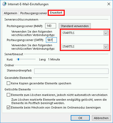 Einrichtung eines E-Mail-Kontos in Outlook 2016 Schritt 7